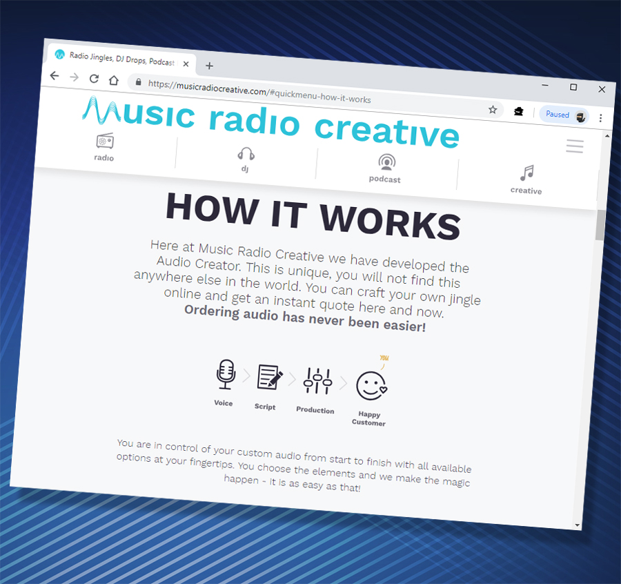 music radio creative page