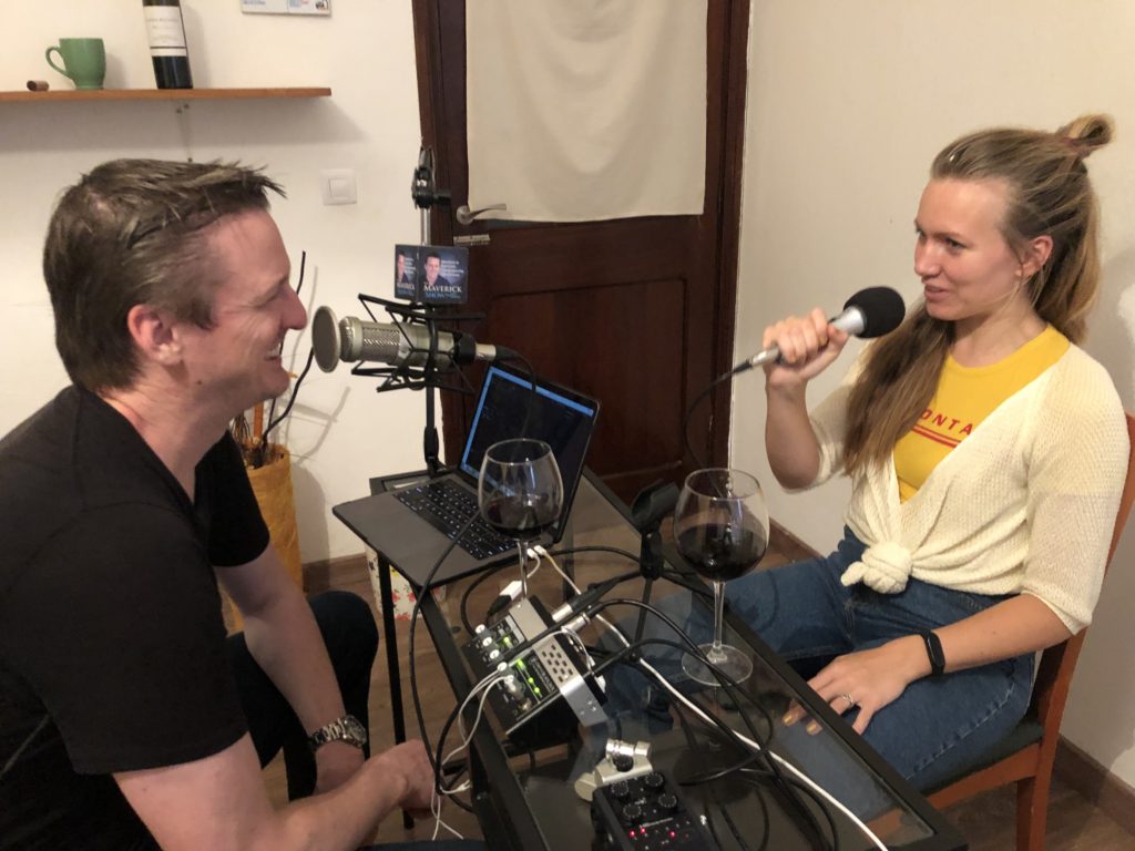 Maria Sirotkina and Matt on a poodcast setup