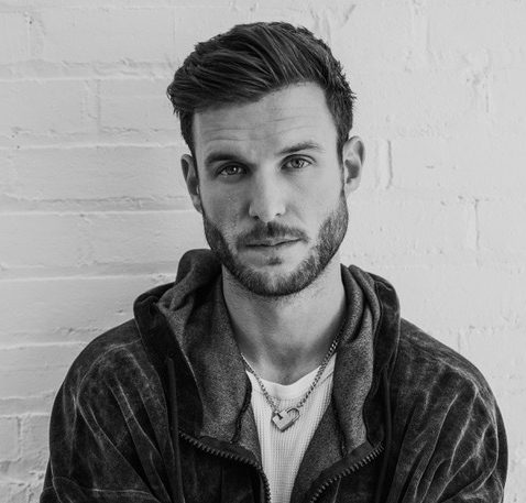 black and white headshot of a guy