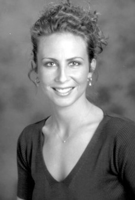 black and white headshot of a woman