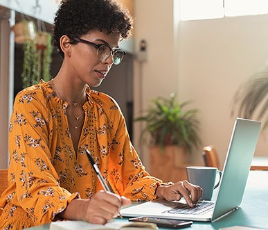 woman working on her laptop