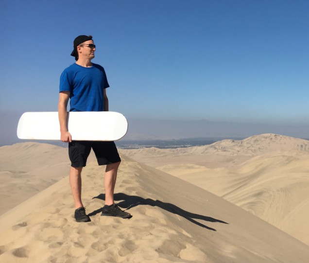 Matt Bowles enjoys sandboarding in Huacachina_Peru_Sandboarding