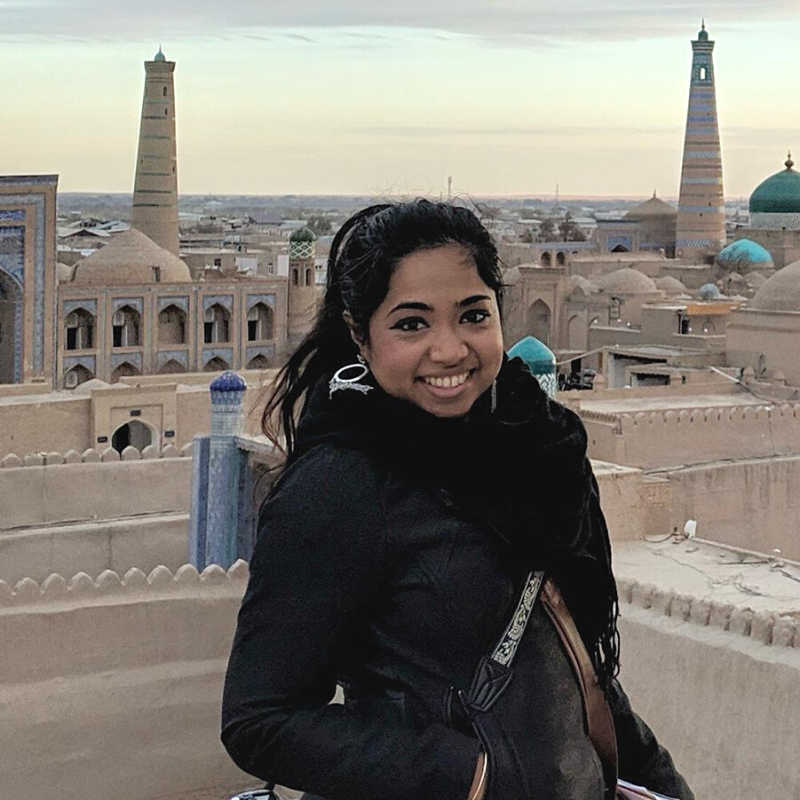 Roshni photo with Uzbekistan houses background